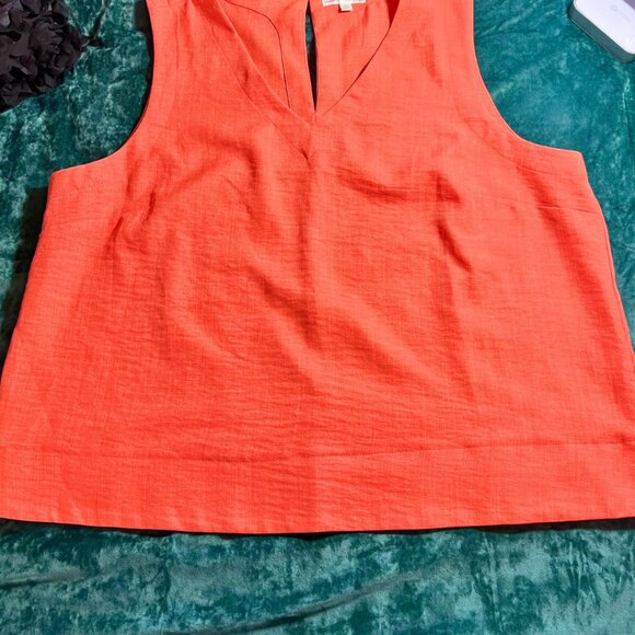 Nine Britton Sleeveless Split-Neck Top – Bright Coral – XXL - Picture 2 of 4